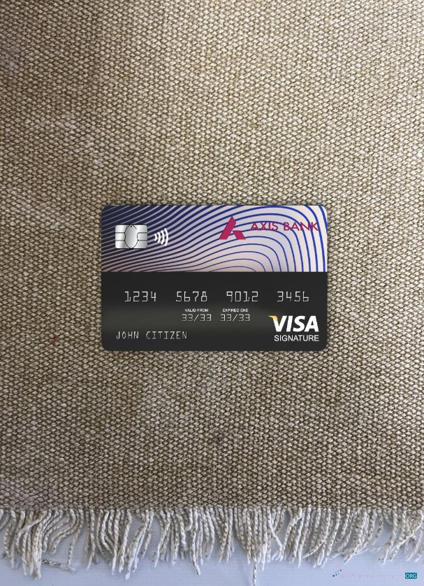 Download India Axis bank visa signature card photolook front Photoshop template